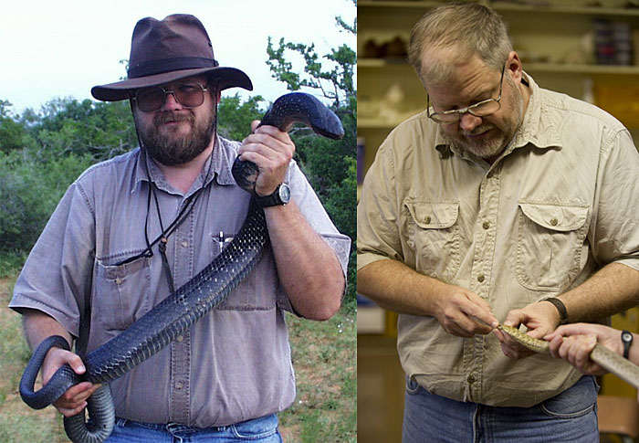 Richard Kazmaier with a couple different snakes